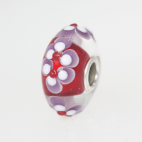 Red Bead With Purple Flowers