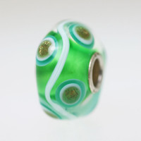 Green With Glitter Circles Bead