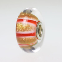 Gold & Red Stripe Bead