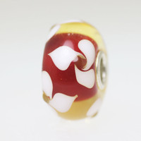 Red & White Flowers Bead