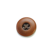 Brown Rounded Center Cross Round Corozo 25MM