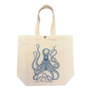Blue Octopus Canvas Small Tote by Potluck Press