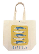 Seattle Fish On Gold Canvas Small Tote by Potluck Press