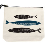 Elongated Fish Trio Small Canvas Pouch by Potluck Press