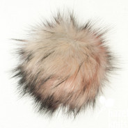 Peaches and Cream 5" faux fur pom pom with yarn ties and stabilizing button attachment