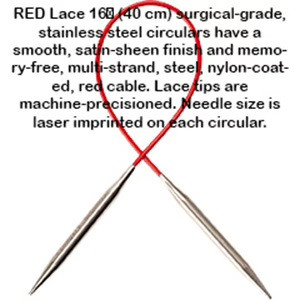 Chiaogoo Red Lace Stainless Circular Knitting Needles 60-size 6