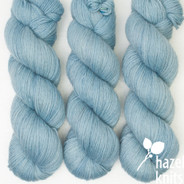 "Studio Outtakes", non-repeatable, one-of-a-kind, light gray blue Woolly Blue Fingering