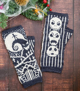 Jack's Lament Fingerless Mitts - pattern available ONLY in "The Nightmare Before Christmas" pattern book
