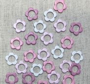 Flower Stitch Marker, large, coated metal - set of 32, pinks