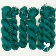 "Studio Outtakes" (non-repeatable color) green-blue and green layers, Lively DK - SPLIT-SKEINS, 260 YARDS