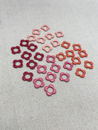 Flower Stitch Marker, small, coated metal - set of 32, warm tones