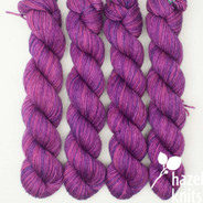 "Studio Outtakes" non-repeatable color, pinks purple Artisan Sock - 133 yard mini