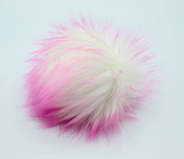 Fairy Dust 5" faux fur pom pom with yarn ties and stabilizing button attachment