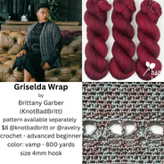 Griselda Wrap (crochet) by Brittany Garber (KnotBadBritt) - Vamp Color - yarn only, pattern available separately (details in product description)