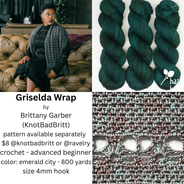 Griselda Wrap (crochet) by Brittany Garber (KnotBadBritt) - Emerald City Color - yarn only, pattern available separately (details in product description)