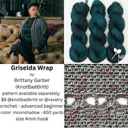 Griselda Wrap (crochet) by Brittany Garber (KnotBadBritt) - Moonshadow Color - yarn only, pattern available separately (details in product description)