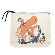 Octopus and Anchor - Small Canvas Pouch by Potluck Press