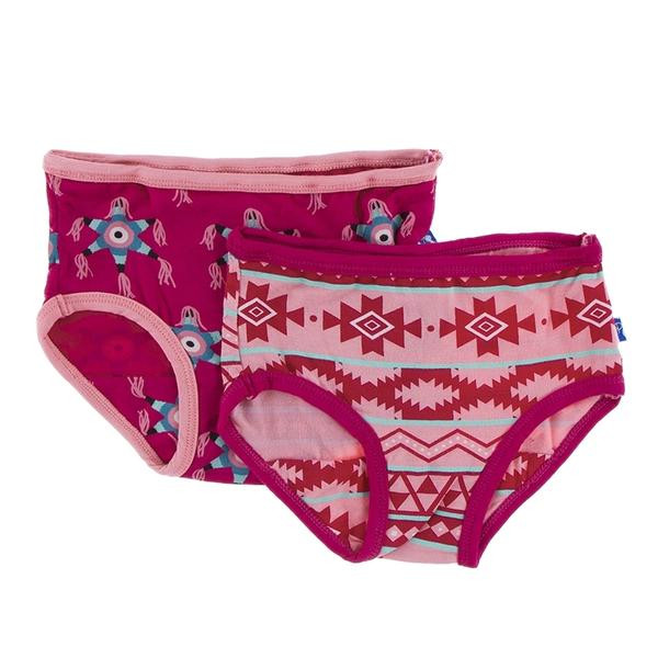 Kickee Pants Girl Underwear (Set of 2), Natural Mayan Pattern
