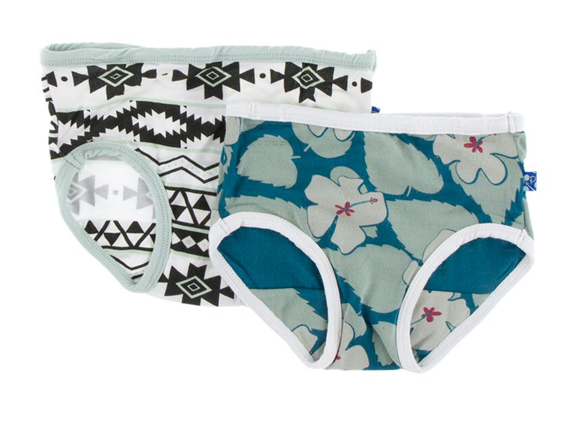 Kickee Pants Girl Underwear (Set of 2), Natural Mayan Pattern
