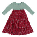 Kickee Pants Long Sleeve Tiered Dress, Crimson Snowflakes - Size 2T