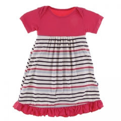 Kickee Pants Short Sleeve One Piece Dress Romper Chemistry Stripe 12 18 Months The Red Willow