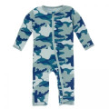 Kickee Pants Coverall w/Zipper, Oasis Military