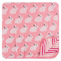 Kickee Pants Quilted Toddler Blanket, Strawberry Forest Rabbit/Forest Fruit Stripe