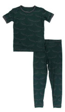 Kickee Pants Long Sleeve Pajama Set, Pine Deer Racks