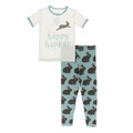 Kickee Pants Graphic Tee Pajama Set, Jade Forest Rabbit - Size 6