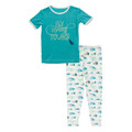 Kickee Pants Graphic Tee Pajama Set, Natural Fishing Flies