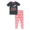 Kickee Pants Graphic Tee Pajama Set, Strawberry Forest Rabbit