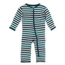 Kickee Pants Coverall w/Zipper, Wildlife Stripe