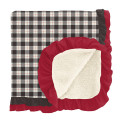 Kickee Pants Sherpa-Lined Double Ruffle Toddler Blanket - Midnight Holiday Plaid