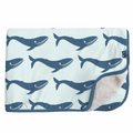 Kickee Pants Sherpa-Lined Toddler Blanket - Fresh Air Blue Whales