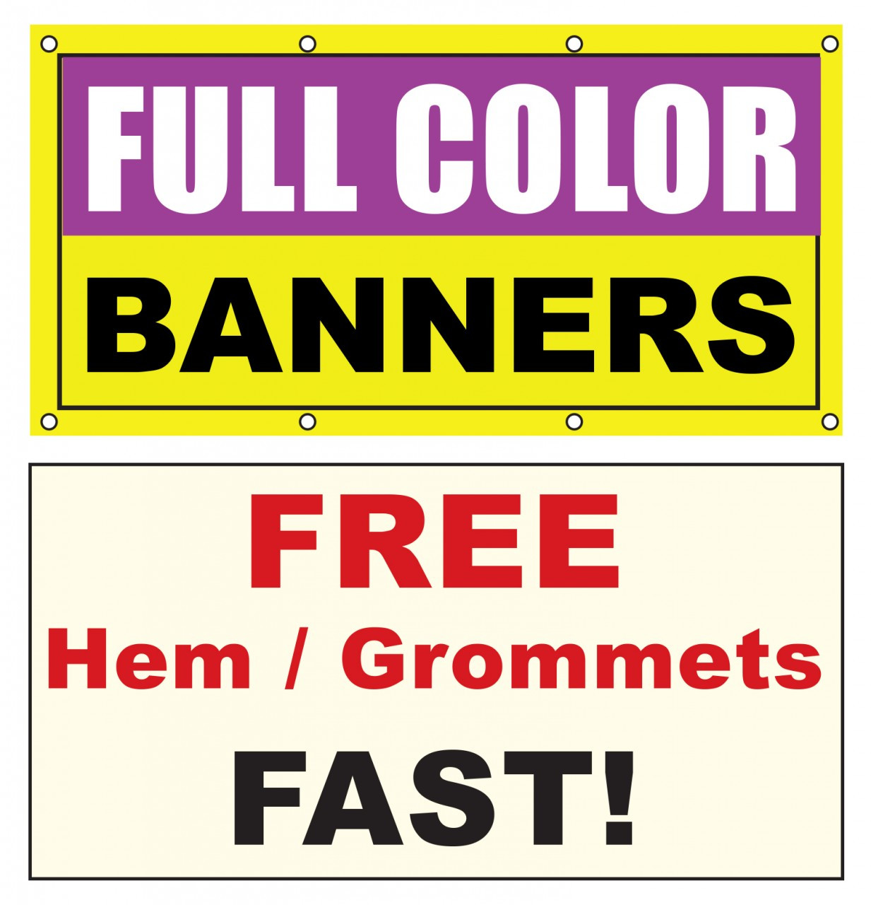 Custom Business Vinyl Banner-Indoor/Outdoor 2X4 Foot-Color Block Includes Zip Ties HALF PRICE BANNERS Easy Hang Sign-Made in USA 