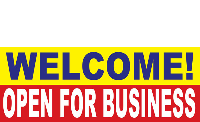 Welcome Open for Business Banner Sign Design ID #1200