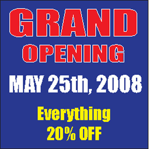 Grand Opening Banner Sign Square Style 2800