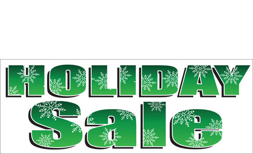 Bold Green Holiday Sale Banner with Snowflakes Detail Style 2600