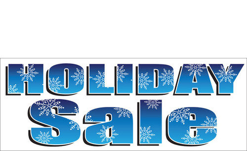 Bold Blue Holiday Sale Banner with Snowflakes Detail Style 2700