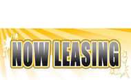 Now Leasing Outdoor Vinyl Banner Sign Style 1200 in full color printed.
