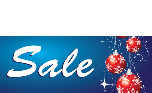 Blue Ornament Sale Holiday Season Advertising Banner Sign Style 3500