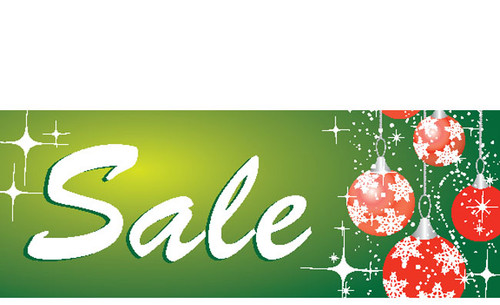 Green Ornament Sale Holiday Season Advertising Sign Banner style 3600