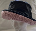 Navy Wax Hat with Pink Boucle Wool Underbrim