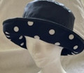 Navy Wax Hat with White Polka Dots