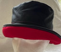 Black Wax Hat with Red Brim & Stitching