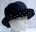 Navy Wax Hat with White Spotted Large Brim