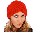 Red Acrylic Chunky Knit Turban Hat