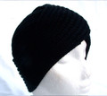 Black Acrylic Chunky Knit Turban Hat