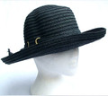 Charcoal Black Paper Sun Hat with Bow
