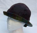 Brown Wax Hat with mixture of greens/blues/lilac Harris Tweed